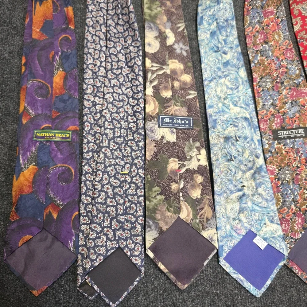 Vintage Mens Silk Tie Lot 8pc Paisley Floral Stripe Nathan Brach Mr Johns JF